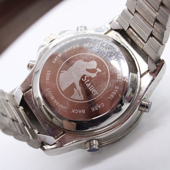 Stauer Chronograph & Digital Watch Mens Silver Tone Stainless Steel WR50 19093 - Picture 8 of 8
